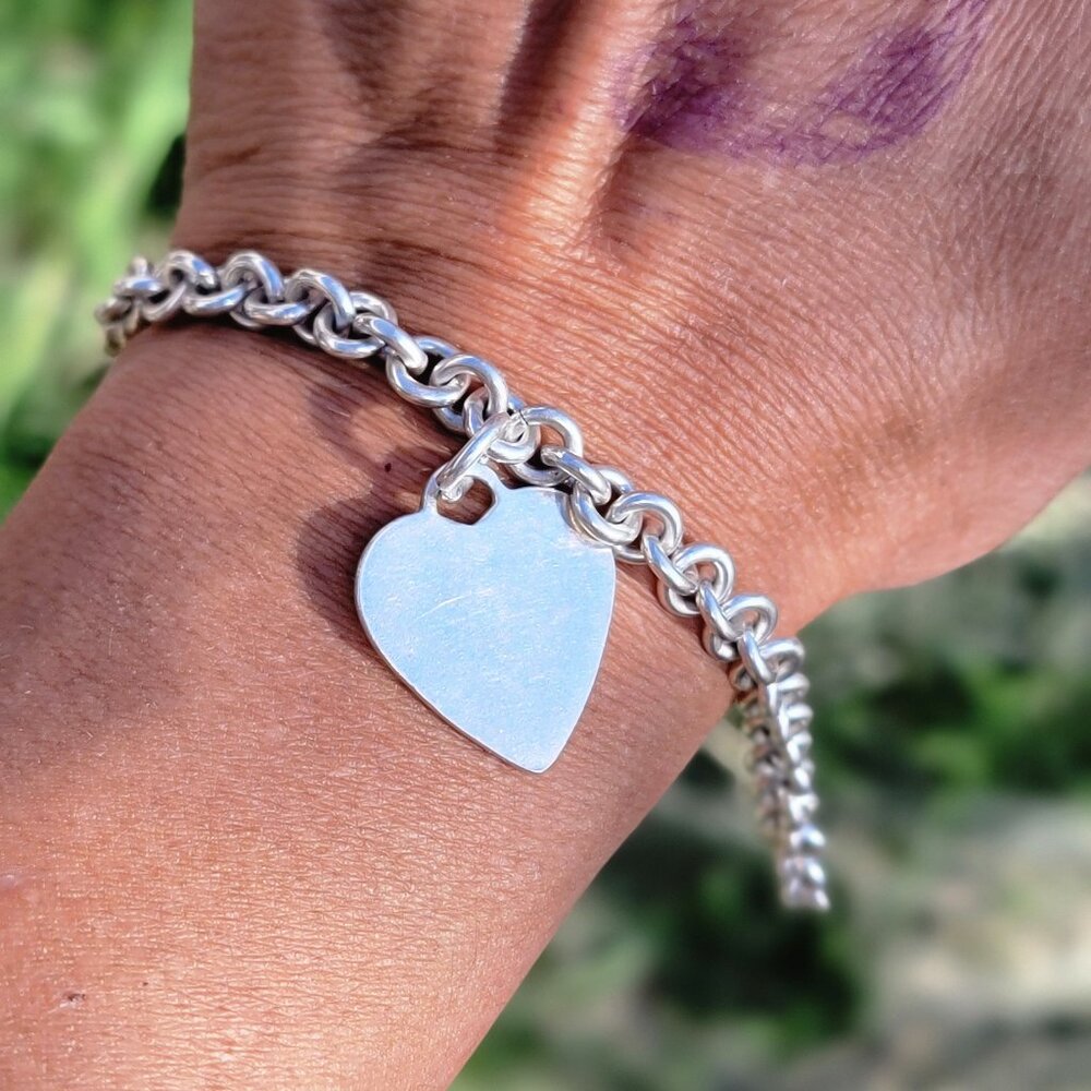 Chunky Solid 925 Sterling Silver Circle Link Char… - image 2